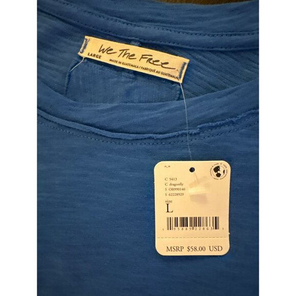 NWT Free People We The Free Arden Long-Sleeve Blue Cotton Top Size L - Picture 3 of 9
